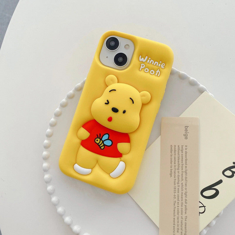 3D Cartoon Bear Pooh Winnie The POOH Bee Animal Back Case with Holder